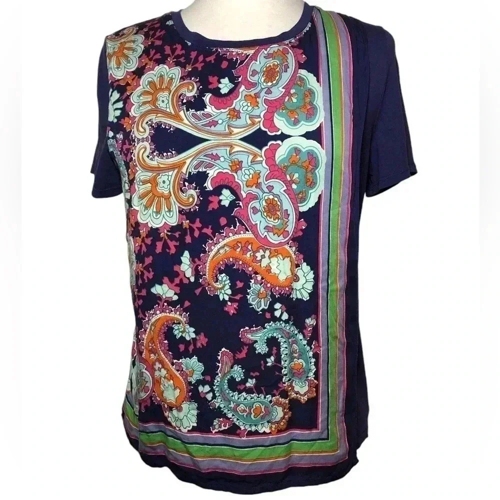 MAEVE by Anthropologie Purple Paisley Overlay Maddie Printed Top Women’s Size M - Picture 2 of 10